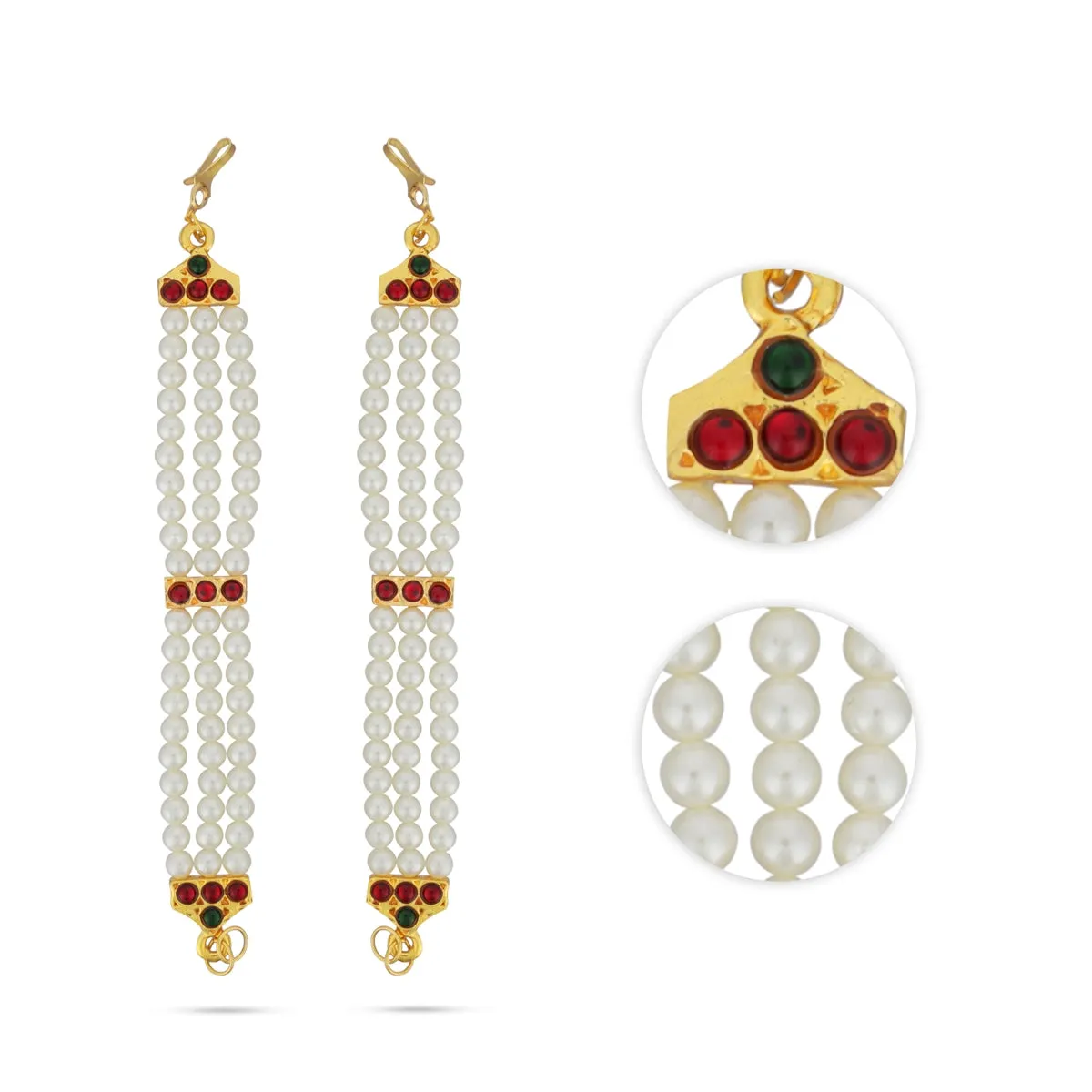 Kemp Mattal - 4.5 Inches | 3 Line Pearl Mattal/ Kemp Jewellery for Women