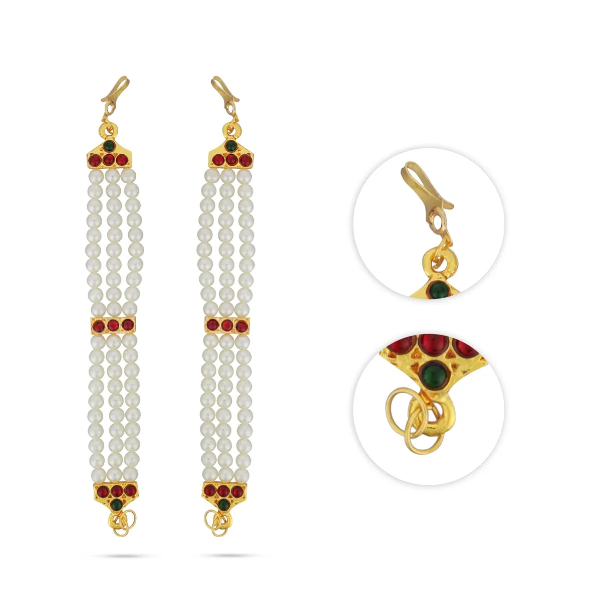 Kemp Mattal - 4.5 Inches | 3 Line Pearl Mattal/ Kemp Jewellery for Women