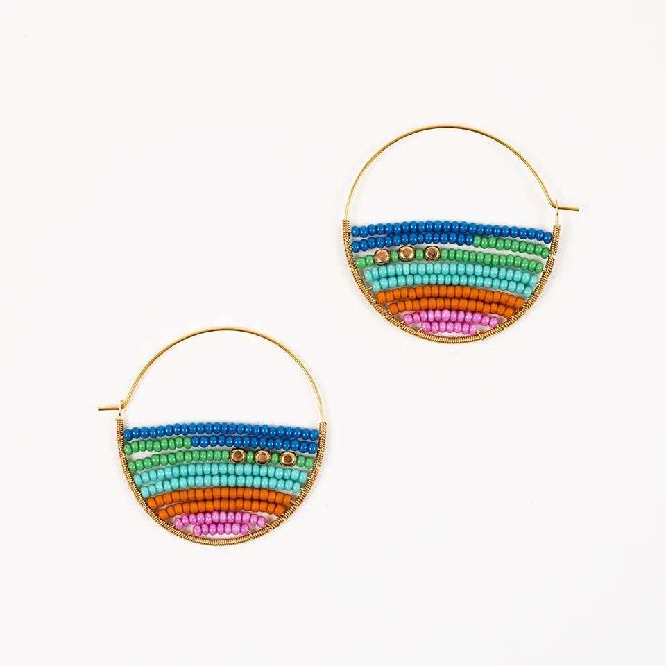 Layered Stripes Bead Hoop Earrings