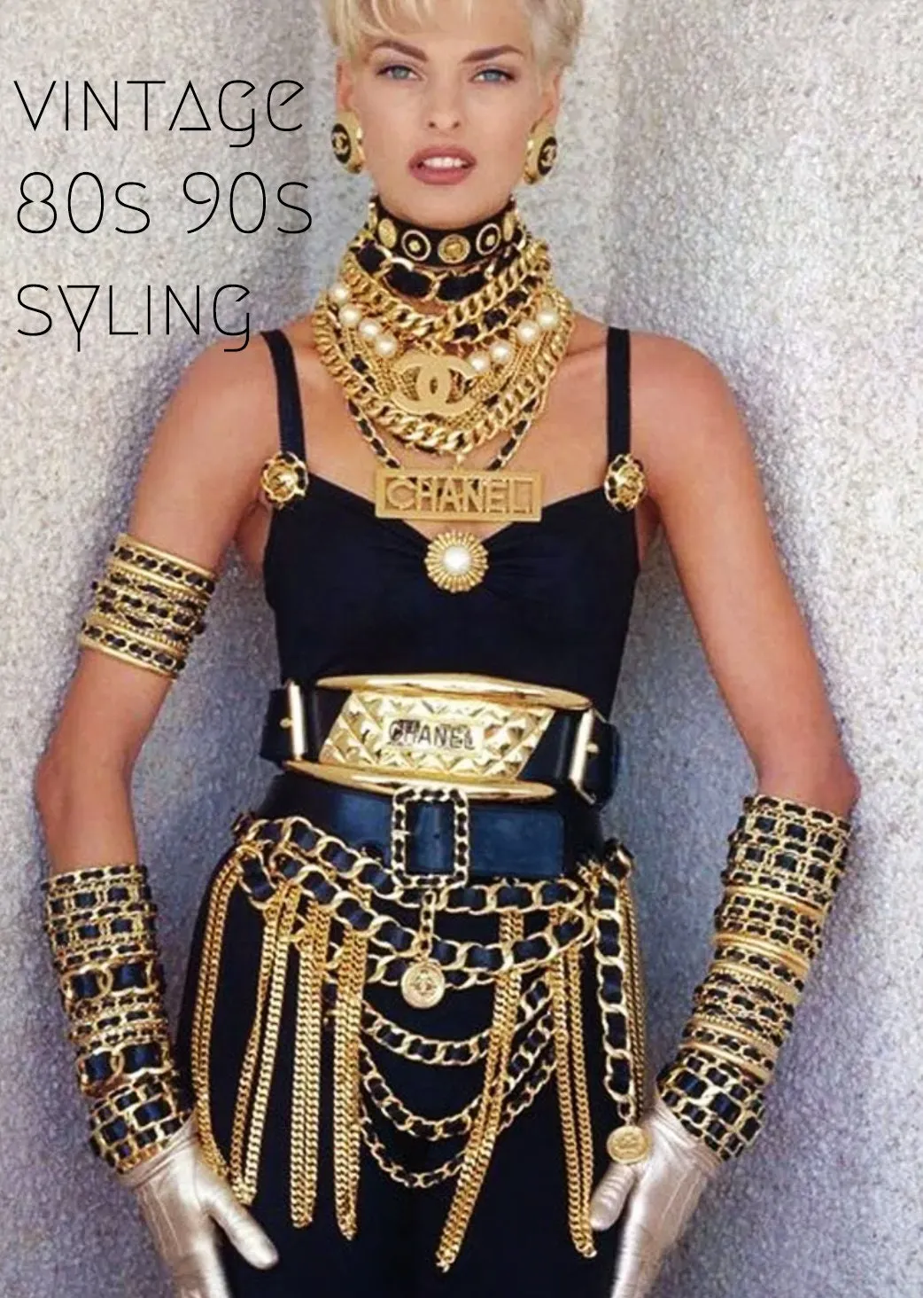 Lee Angel Golden Chain Necklace 3 Strand 90s designer Vintage Necklace