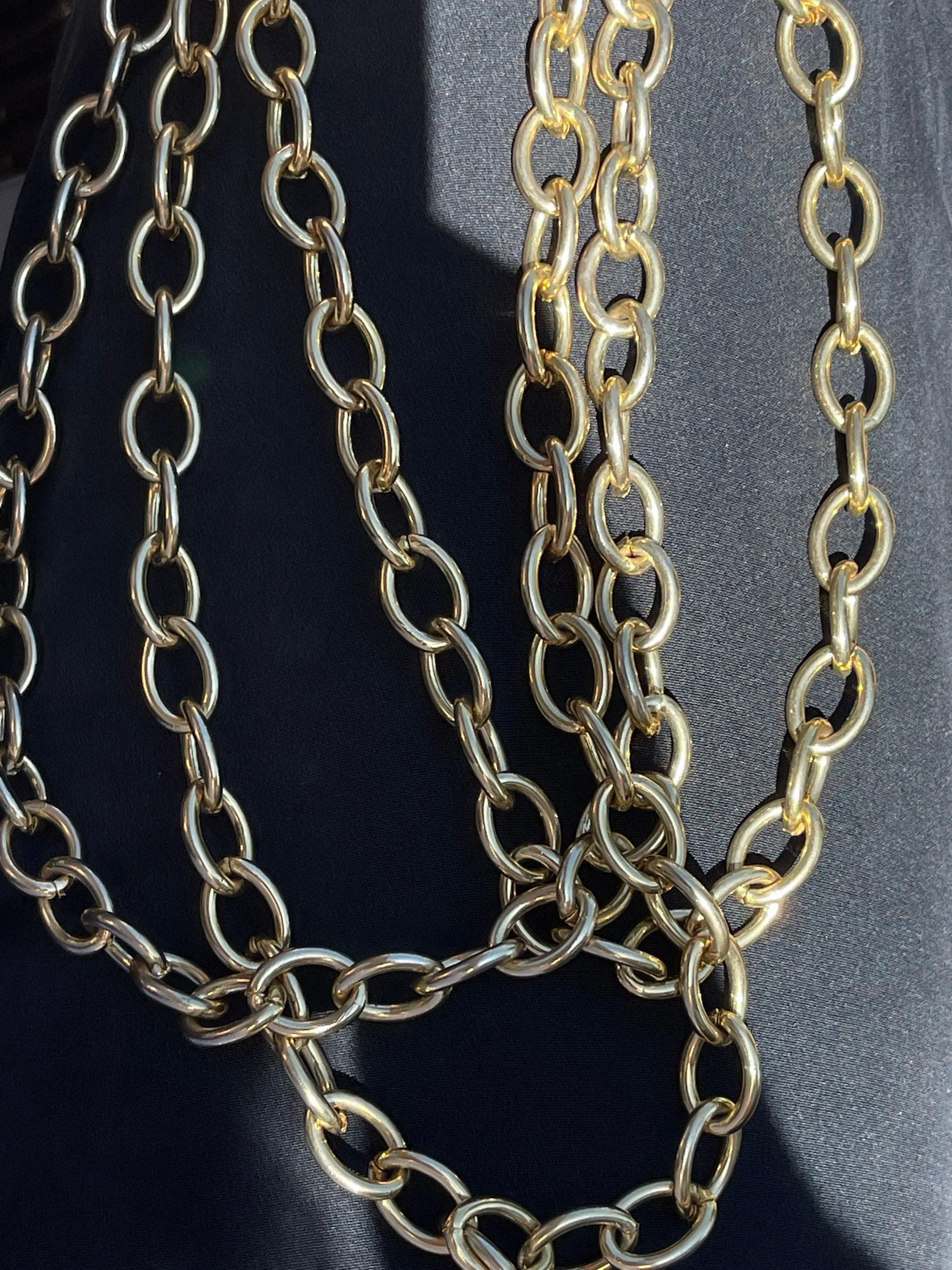 Lee Angel Golden Chain Necklace 3 Strand 90s designer Vintage Necklace