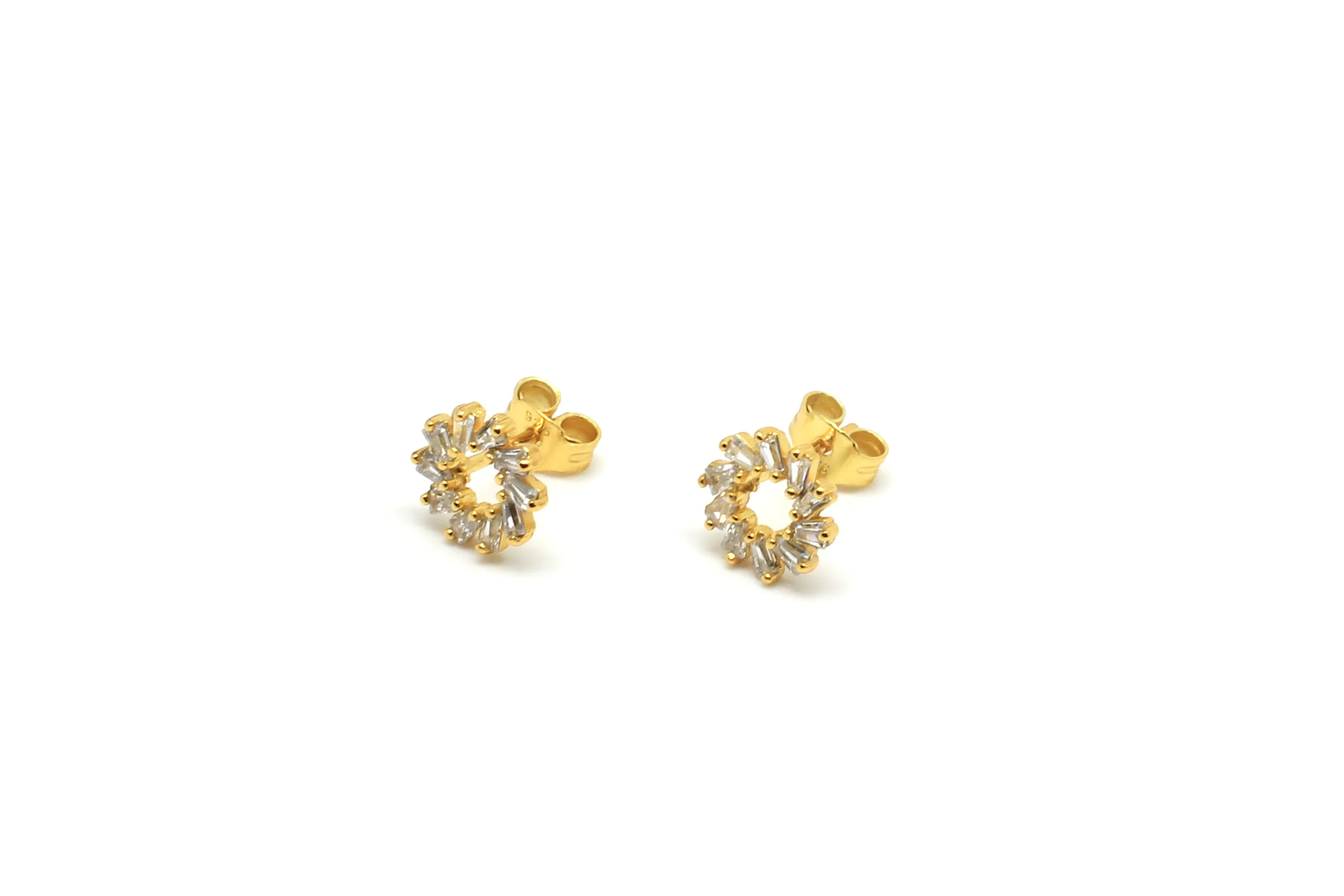 Maeve Gold Hollow CZ Sterling Silver Stud Earrings