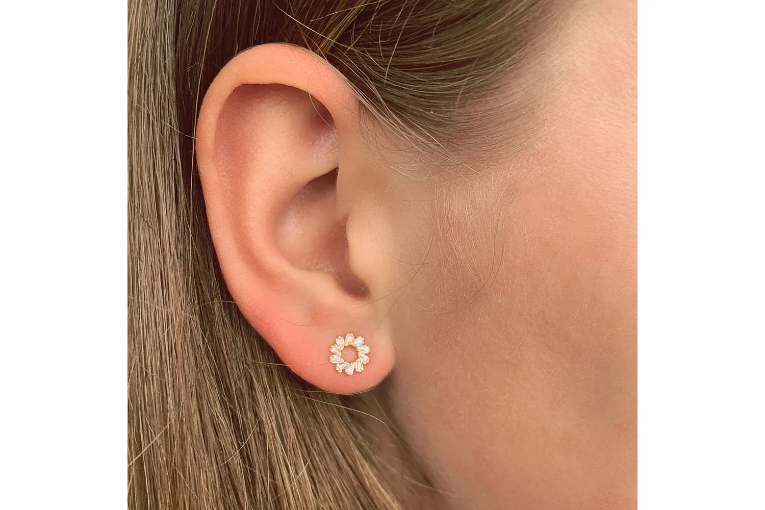 Maeve Gold Hollow CZ Sterling Silver Stud Earrings