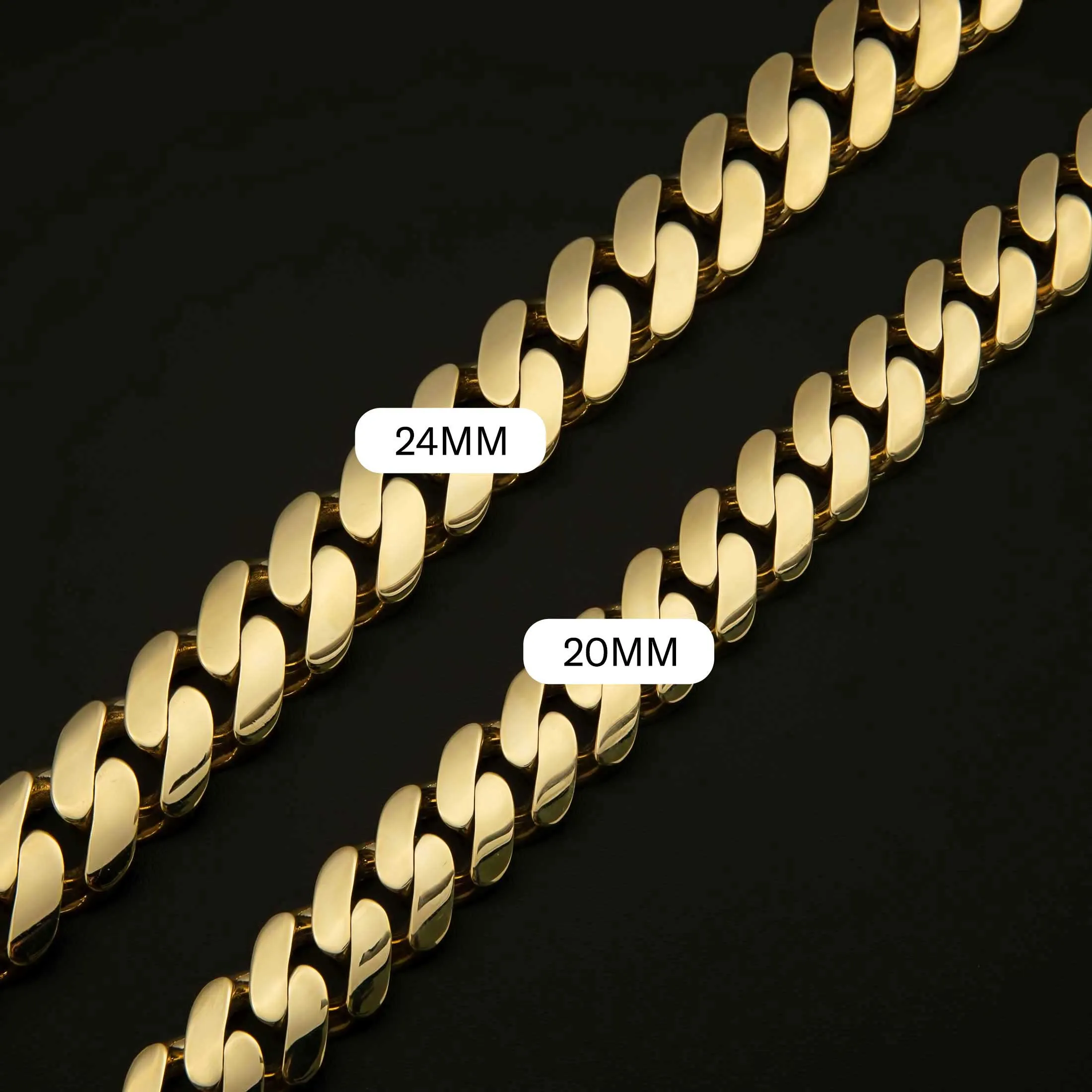 Men's Miami Cuban Royal Link Monaco Chain Necklace 10K Yellow Gold - Hollow