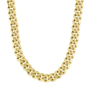 Men's Miami Cuban Royal Link Monaco Chain Necklace 10K Yellow Gold - Hollow