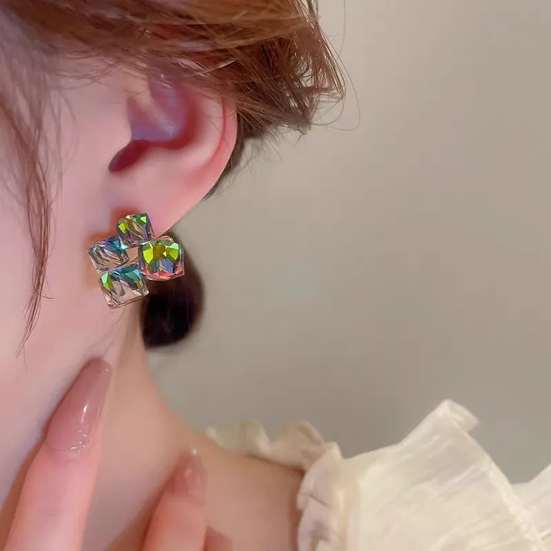 Multi Shimmering Crystals Earrings