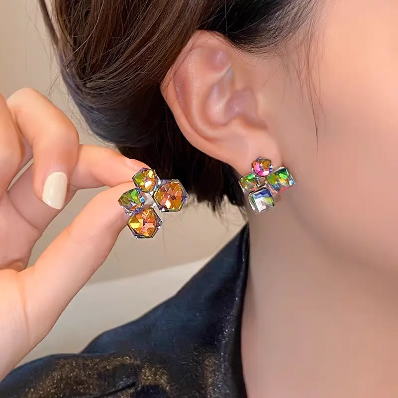 Multi Shimmering Crystals Earrings
