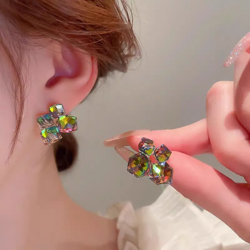 Multi Shimmering Crystals Earrings