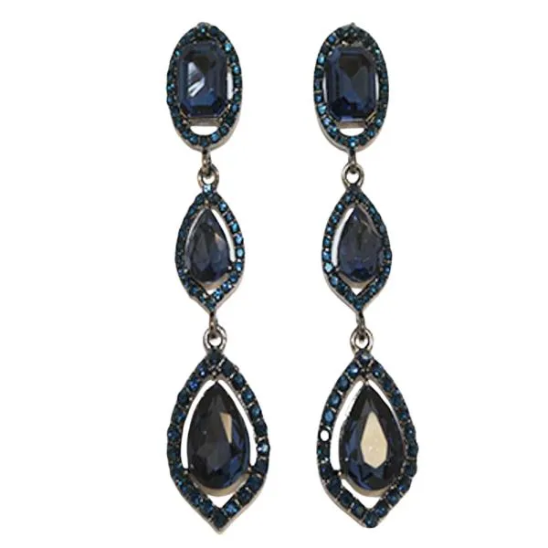 Navy/Pewter Post-Back Dangle Earrings