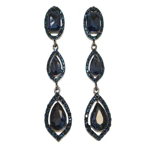 Navy/Pewter Post-Back Dangle Earrings