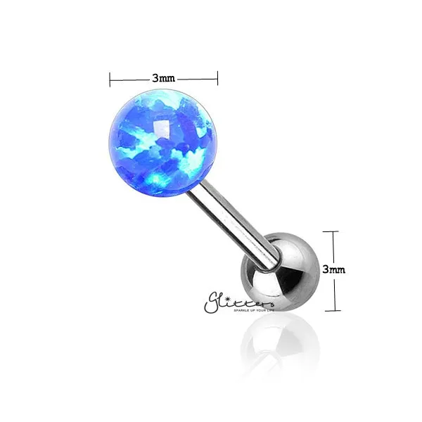 Opal Ball Top with Surgical Steel Tragus Barbell-Blue