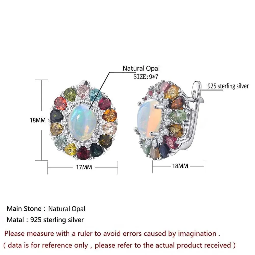 Opal Multicolor Stones 925 Sterling Silver Earrings