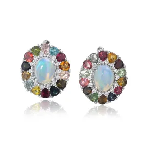 Opal Multicolor Stones 925 Sterling Silver Earrings