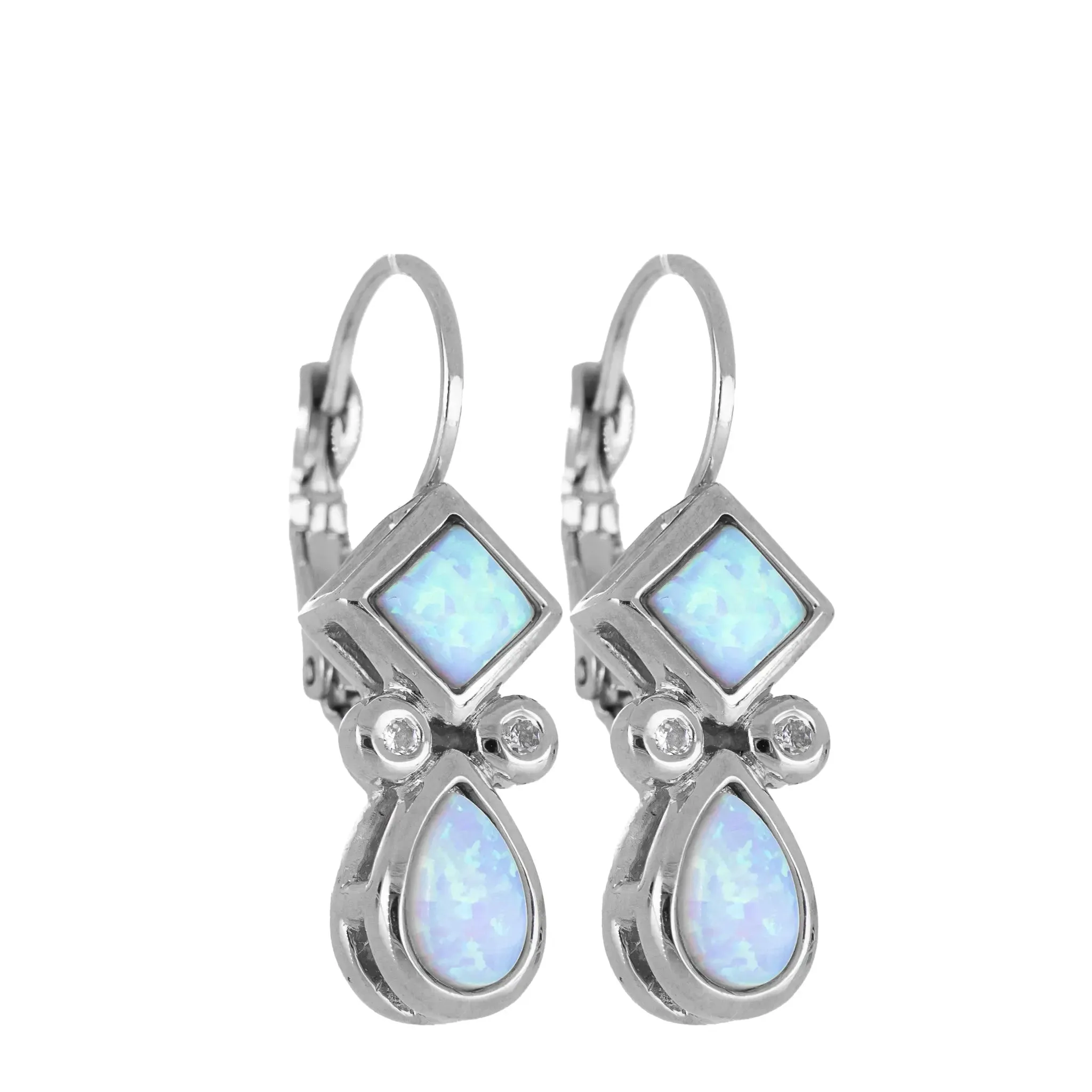 Opalas do Mar/Black Onyx Collection - 2 Stone French Wire Earrings