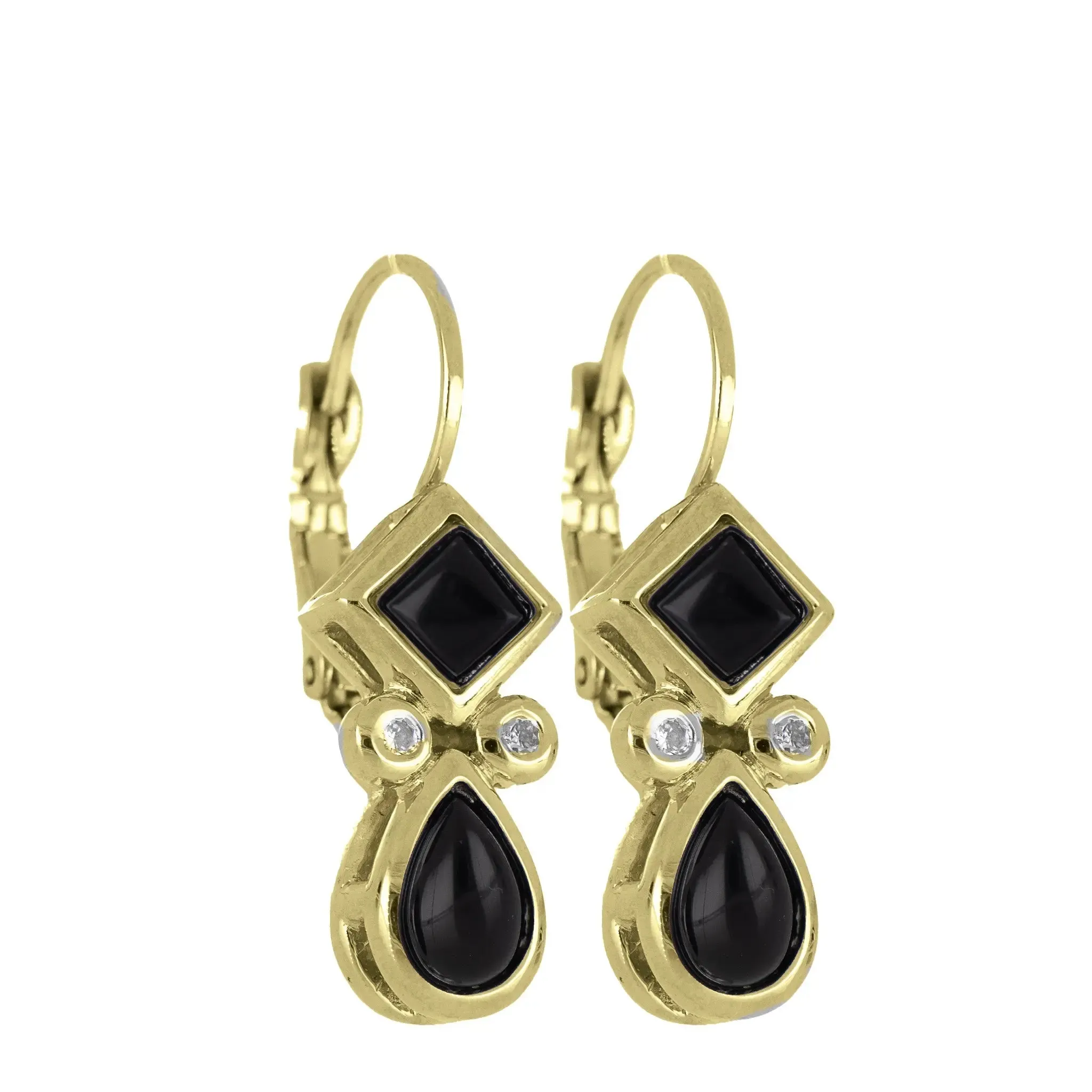Opalas do Mar/Black Onyx Collection - 2 Stone French Wire Earrings