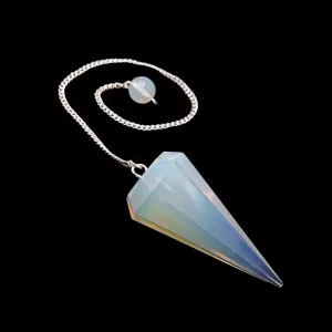 Opalite Pendulum Pendant Healing Point Approx 40x18mm with 8" Chain & Ball