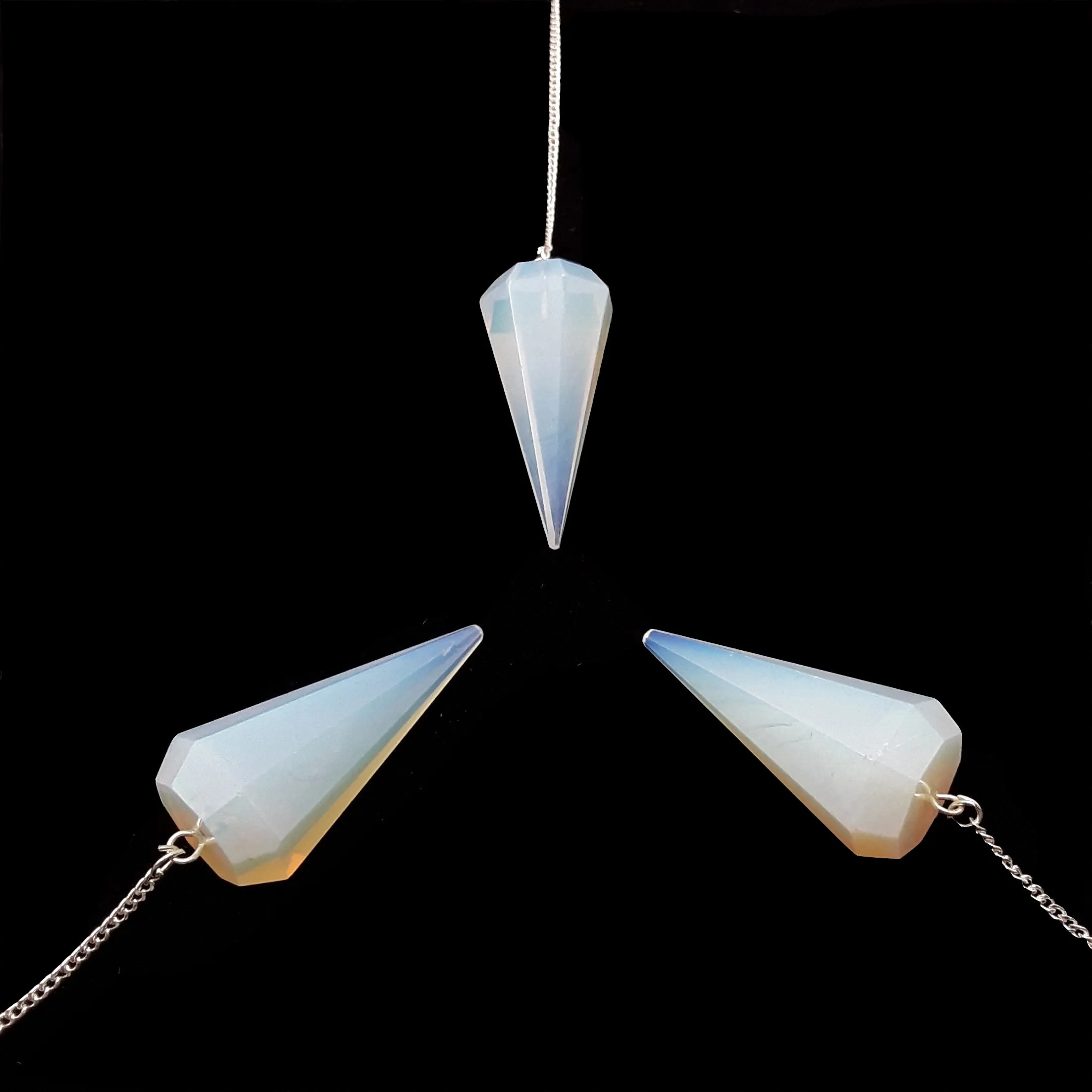 Opalite Pendulum Pendant Healing Point Approx 40x18mm with 8" Chain & Ball