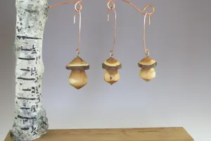 Ornaments, Mushroom Ornaments, Set of Three Turned Wood Ornaments