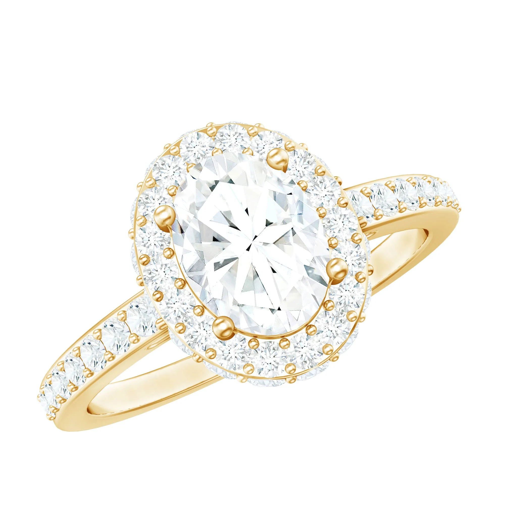 Oval Shape Moissanite Classic Engagement Ring with Halo