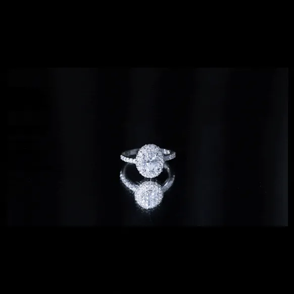 Oval Shape Moissanite Classic Engagement Ring with Halo