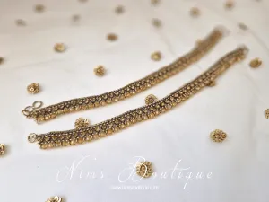 Pair of Royal Antique Gold & Gold Stone Anklets