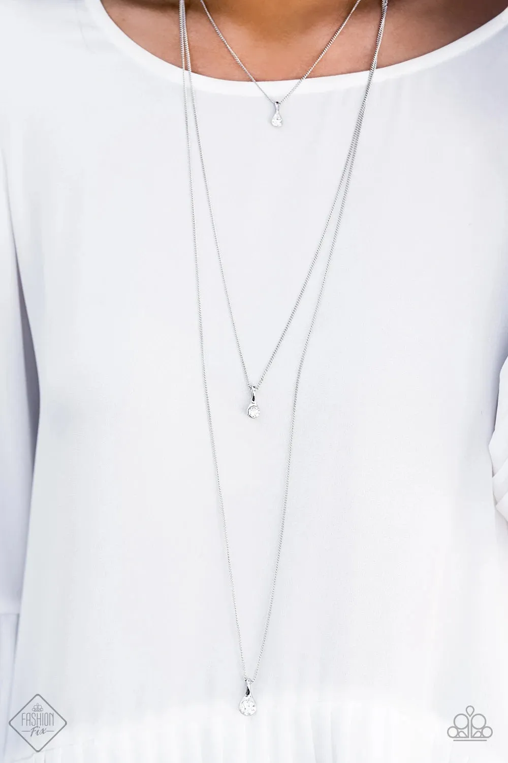 Paparazzi Crystal Chic White Long Necklace - Fashion Fix Fiercely 5th Avenue June 2019