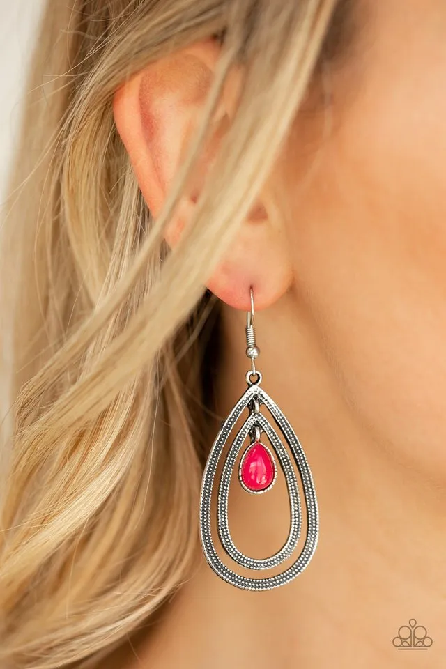 Paparazzi Earring ~ Drops of Color - Pink