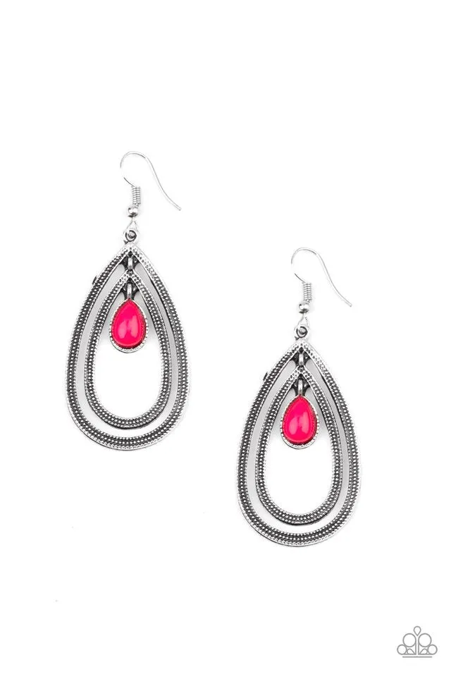 Paparazzi Earring ~ Drops of Color - Pink