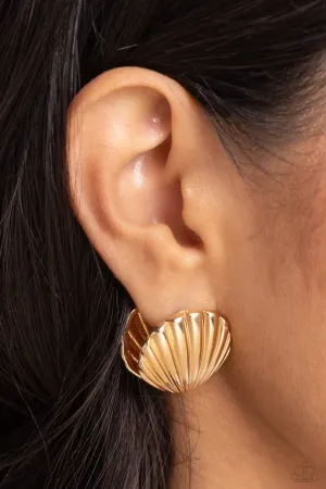 Paparazzi Earring ~ Seashell Surprise - Gold
