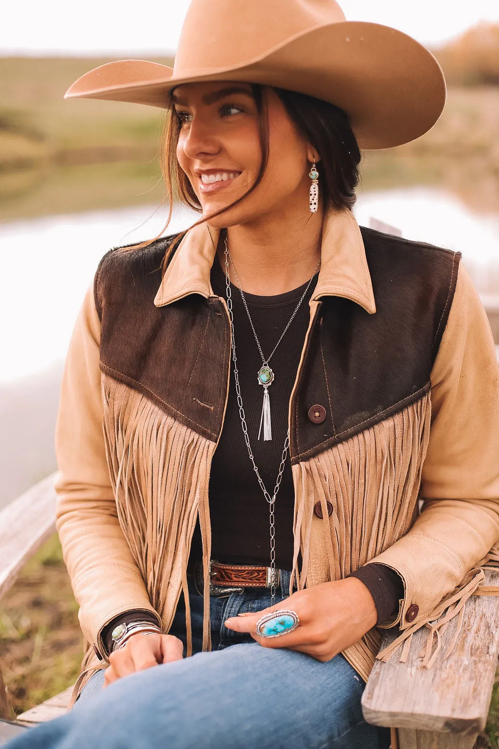Pendant and Silver Tassel Necklace