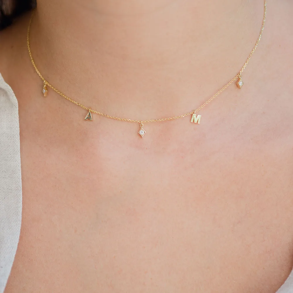 personalised gold initials necklace