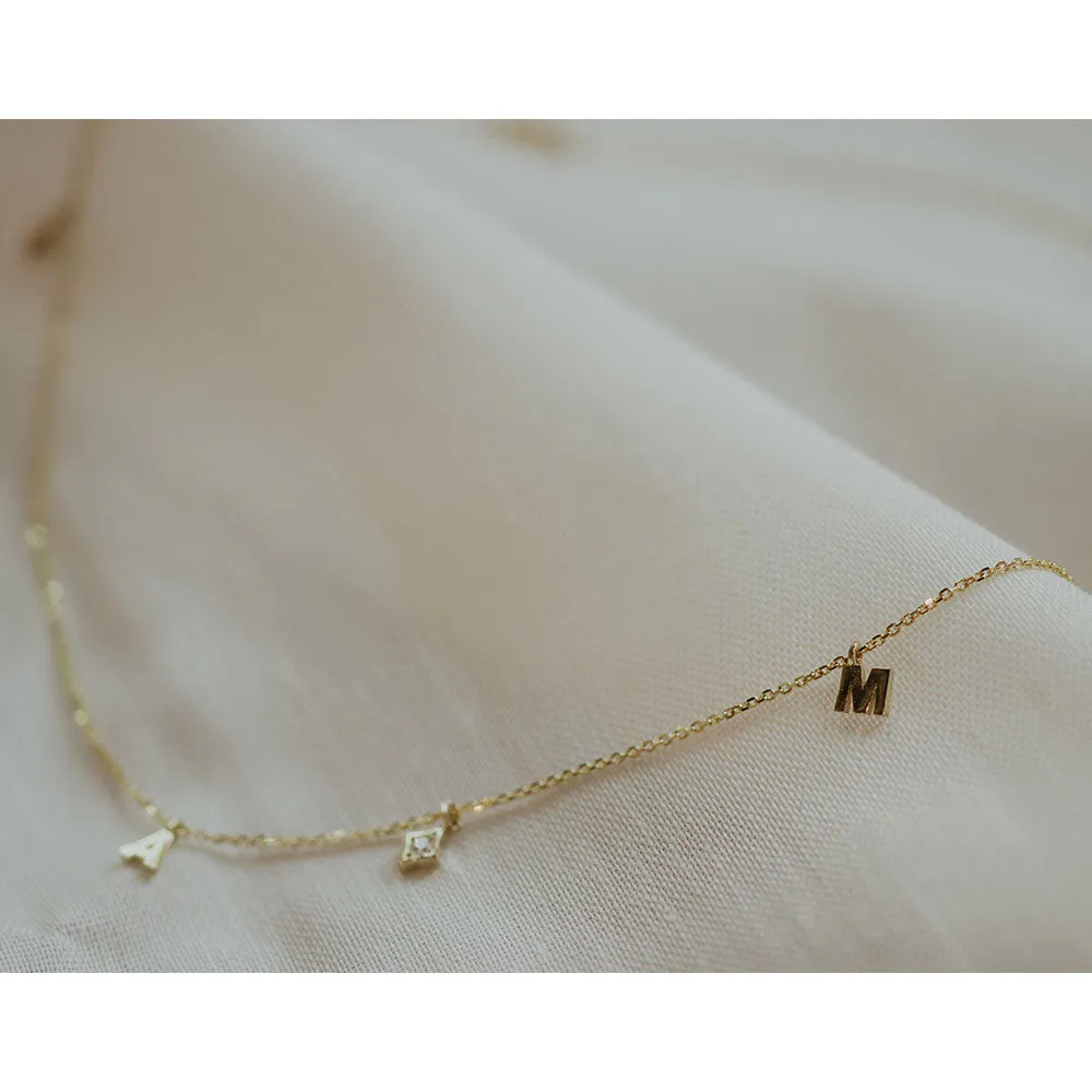 personalised gold initials necklace