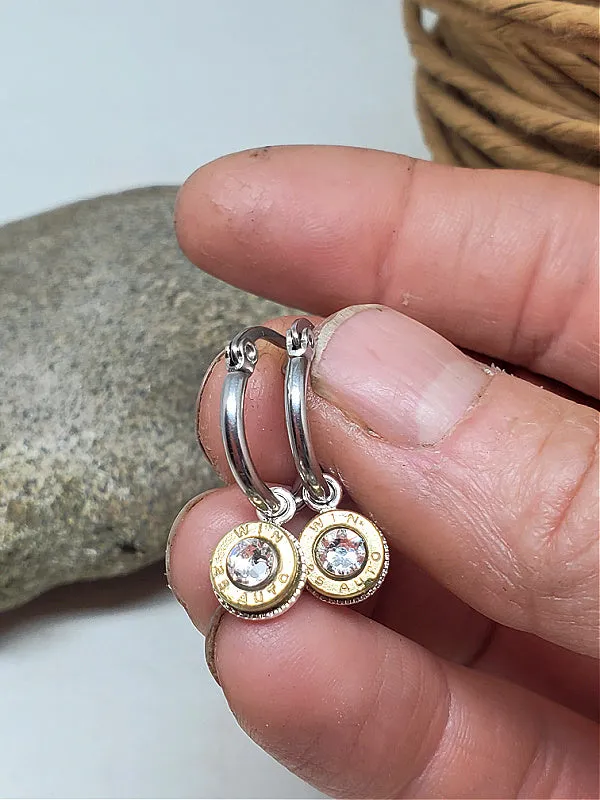 Petite Small Caliber Bullet Hoop Earrings
