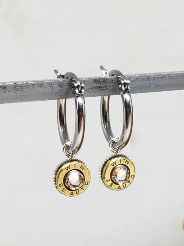 Petite Small Caliber Bullet Hoop Earrings