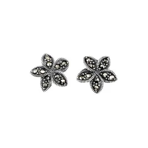 Plumeria Flower Marcasite Earrings
