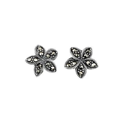 Plumeria Flower Marcasite Earrings