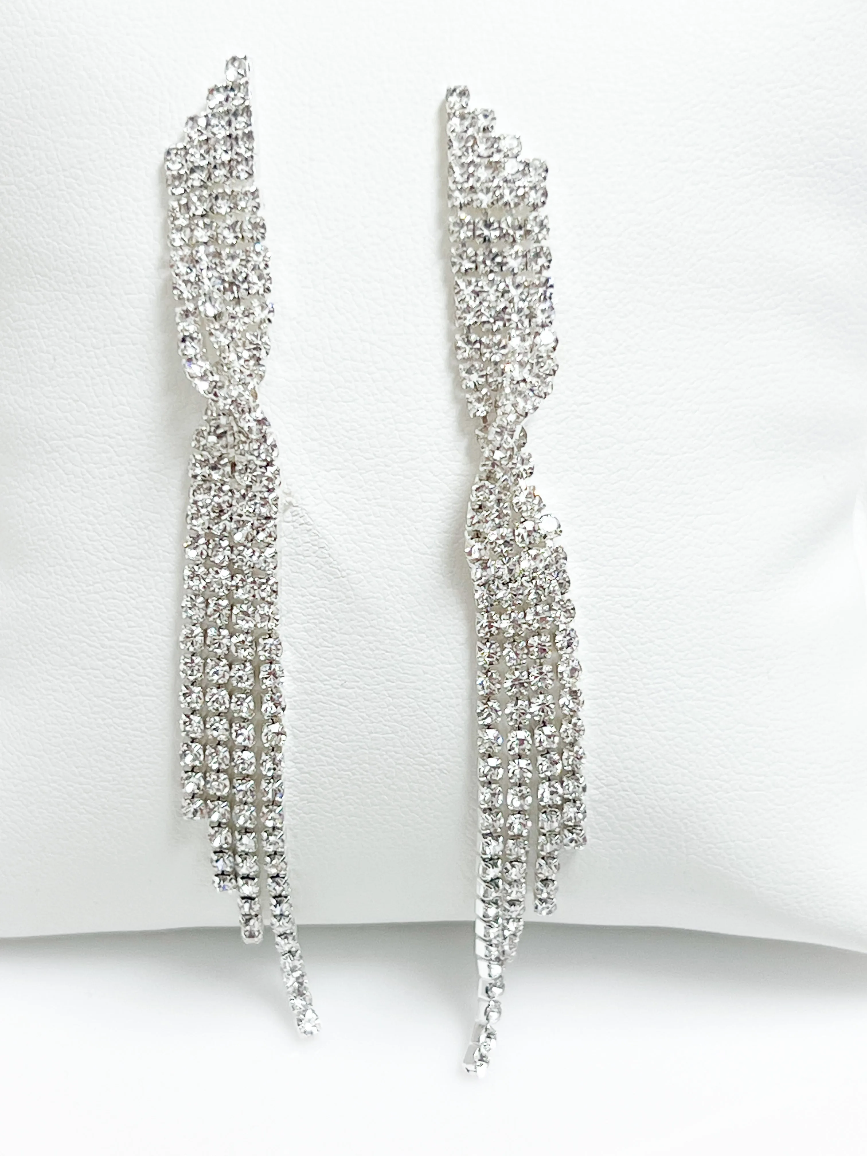 Polly - Rhinestone Twisted Tassel Earrings