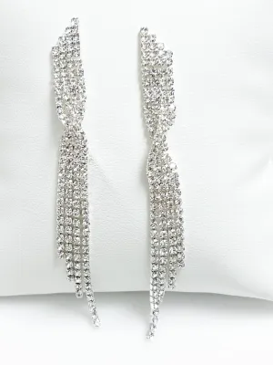 Polly - Rhinestone Twisted Tassel Earrings
