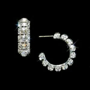 Princess Cut Crystal Hoop Post Earrings w Swarovski Crystals