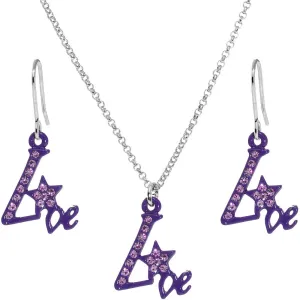 Purple Star Live Dangle Necklace and Earring Set