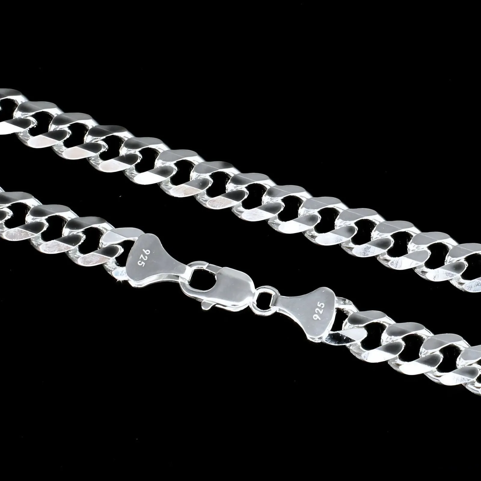 Real 925 Silver Stylish Cuban link Men's Neck Chain 20"