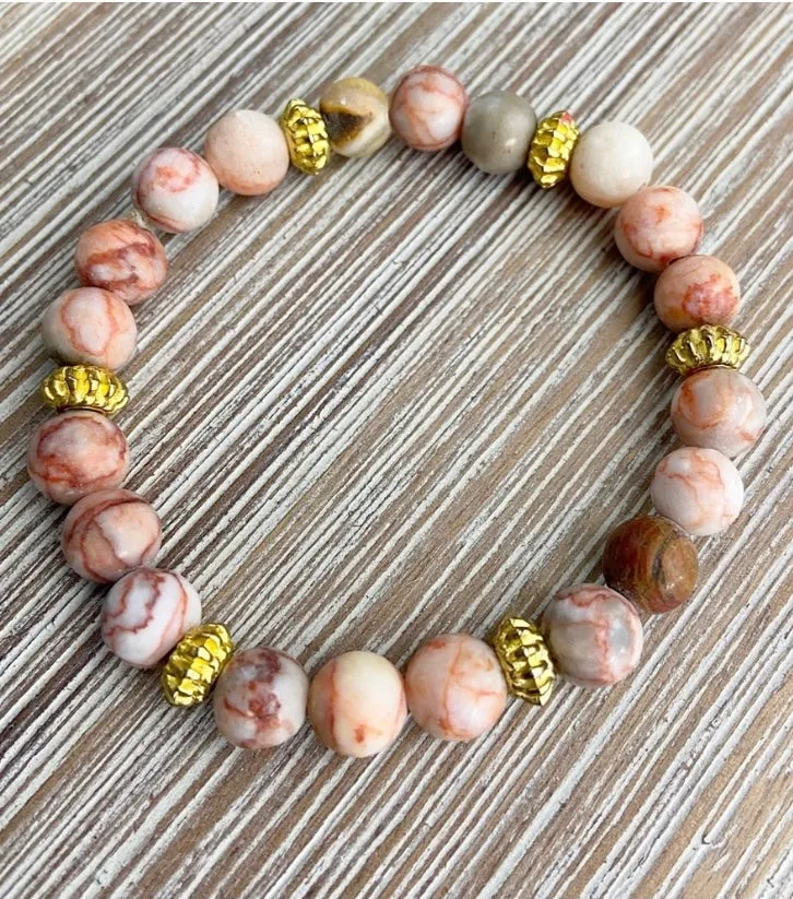 Redline Marble Bead Bracelet