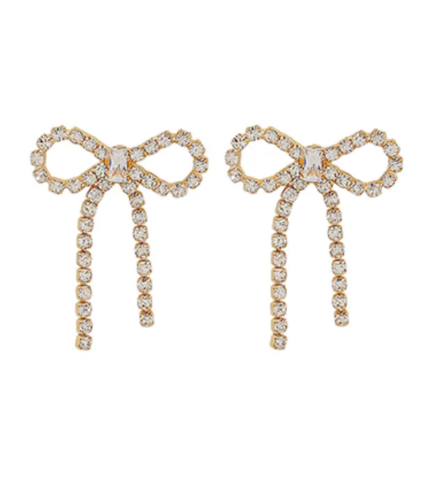 Rhinestone Bow Earrings
