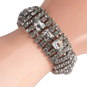Rhinestone Bracelet, Weiss, circa 1950s-60s. j-brcs651