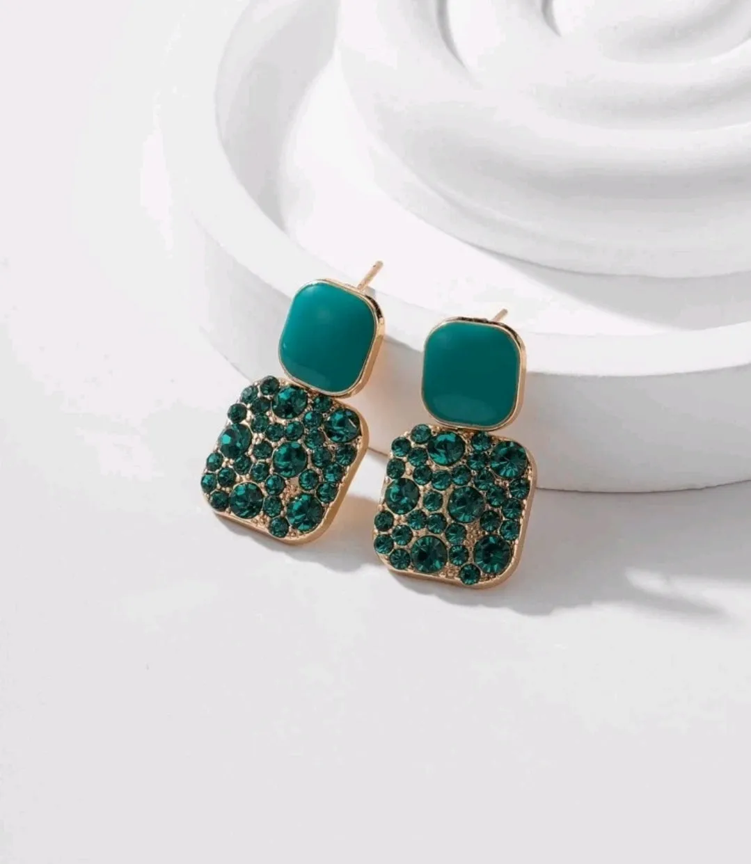 Rhinestone geo decor earrings
