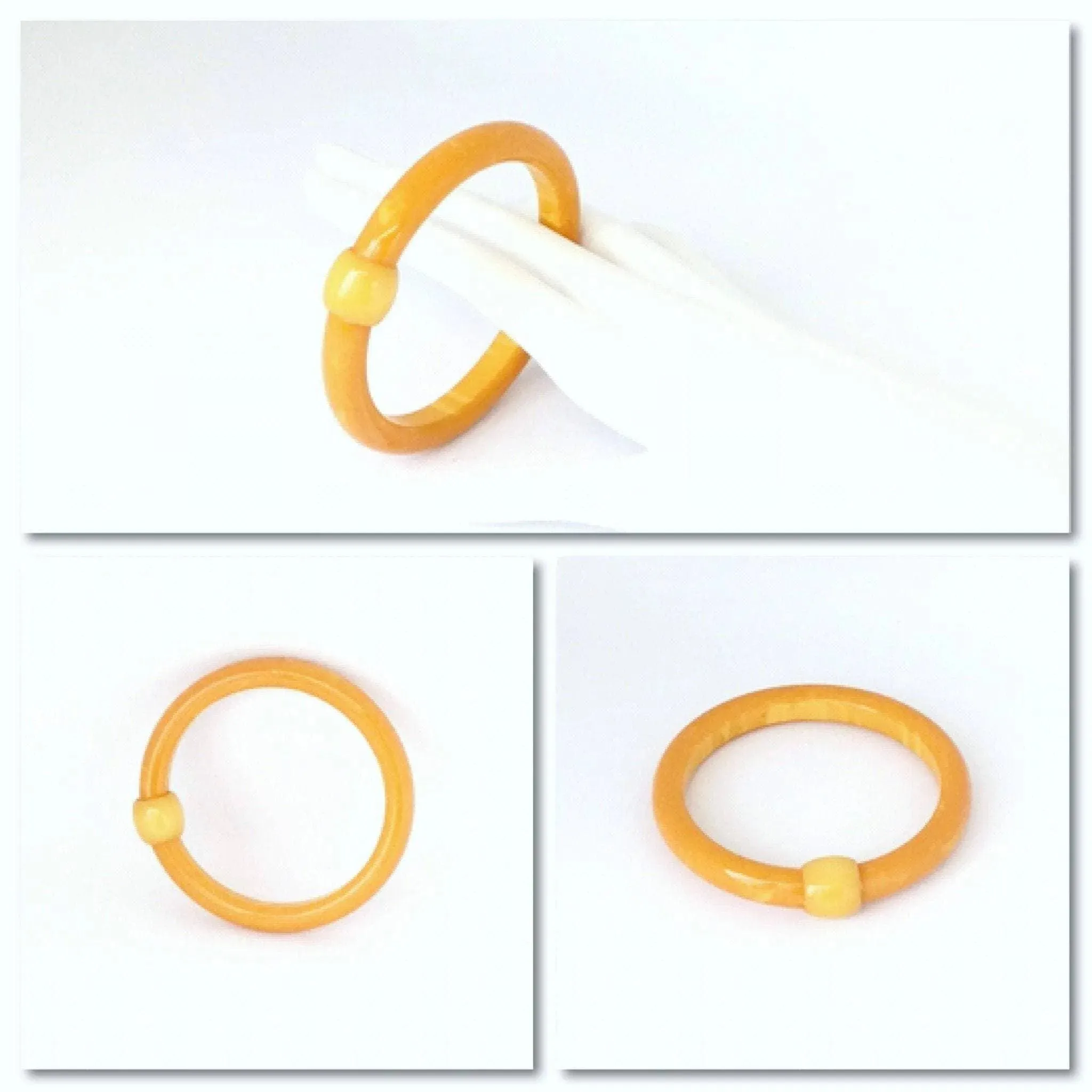 Rich creamy pumpkin vintage Bakelite bead bangle