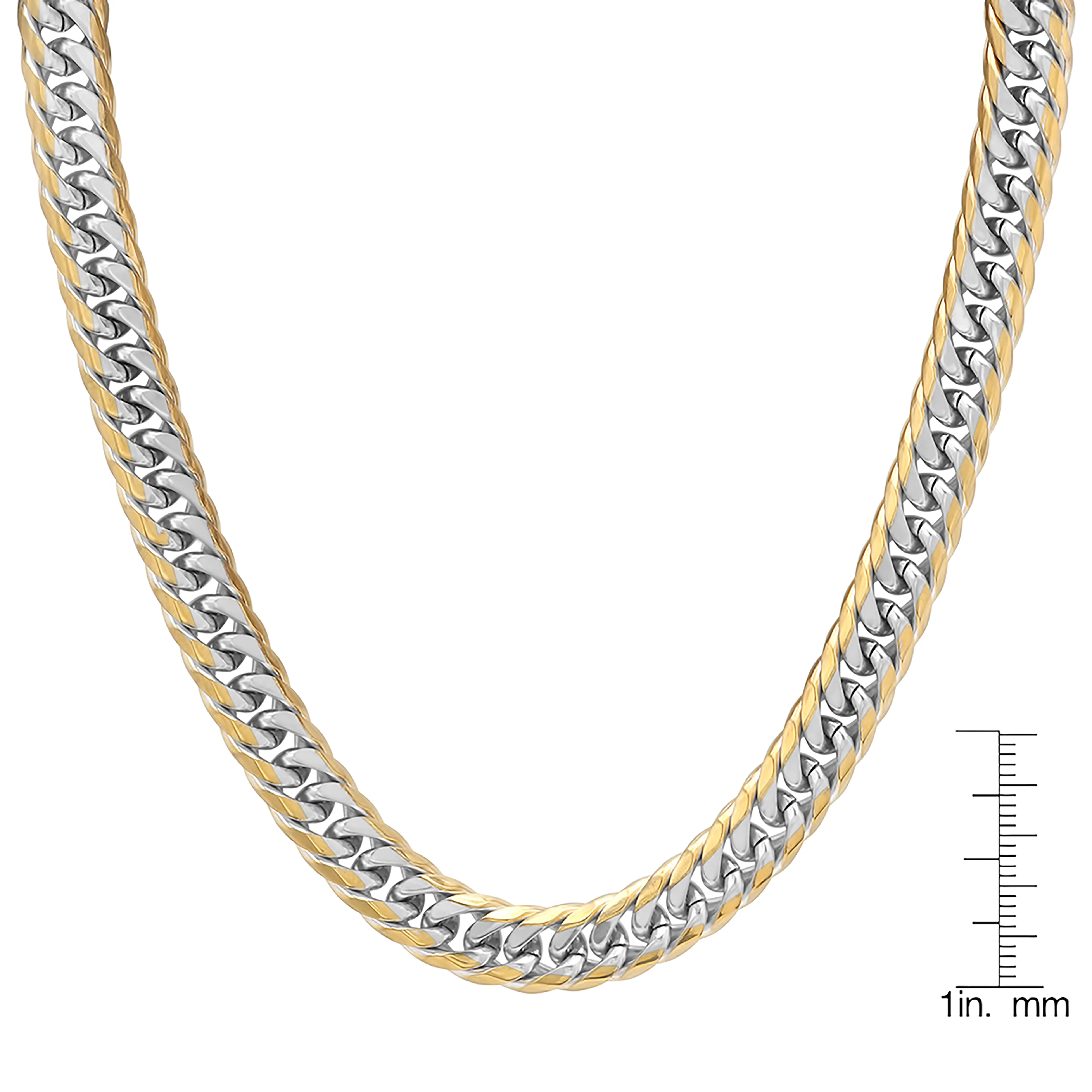 ROBUST Mens Cuban Link 18Kt IP Plated Two Tone Stainless Steel Chain Necklace 24 Inch