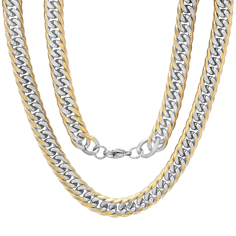 ROBUST Mens Cuban Link 18Kt IP Plated Two Tone Stainless Steel Chain Necklace 24 Inch