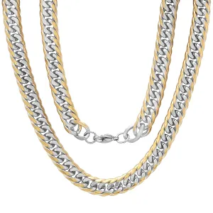 ROBUST Mens Cuban Link 18Kt IP Plated Two Tone Stainless Steel Chain Necklace 24 Inch