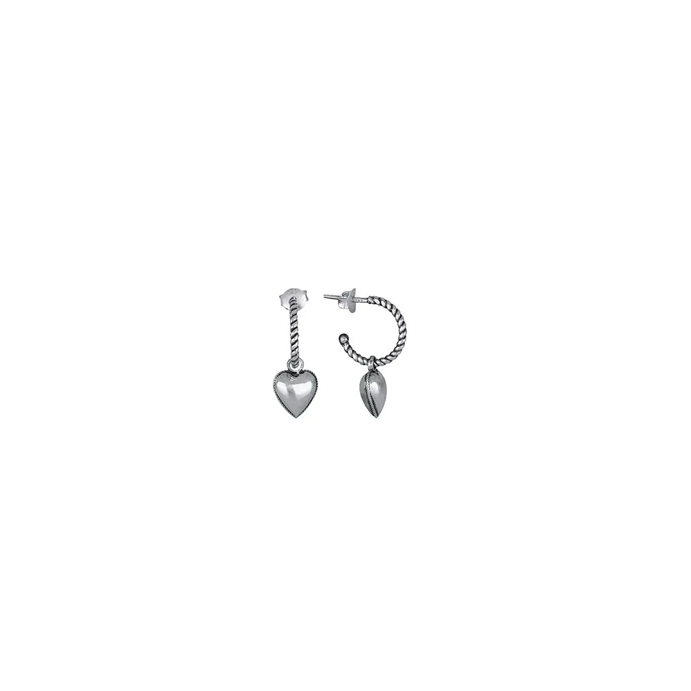 Rope Huggie Earrings "Puffy Heart"